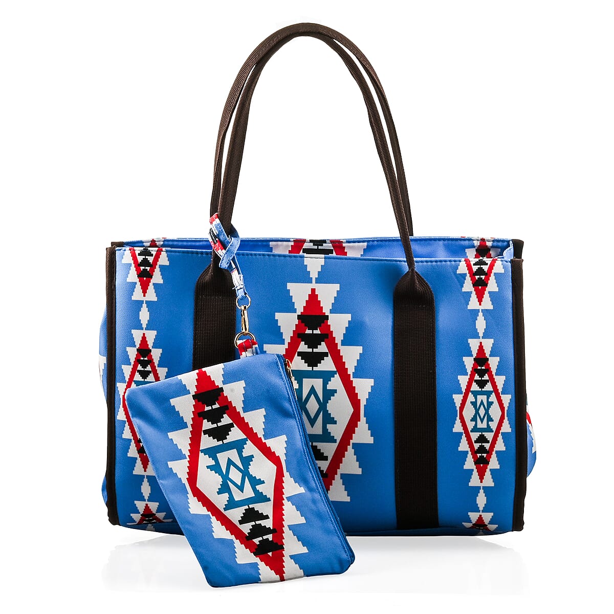 Light Blue Charming Bohemian Pattern Set of Tote Bag and Wrist Bag image number 0