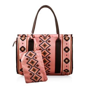 Pink Charming Bohemian Pattern Set of Tote Bag and Wrist Bag
