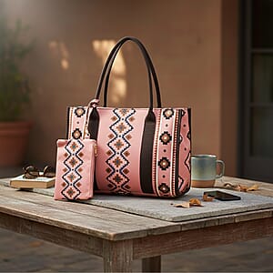 Pink Charming Bohemian Pattern Set of Tote Bag and Wrist Bag