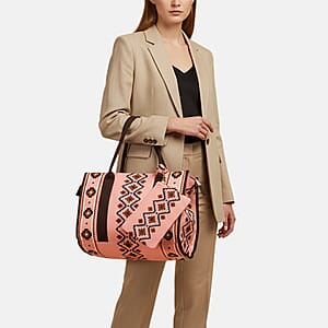 Pink Charming Bohemian Pattern Set of Tote Bag and Wrist Bag