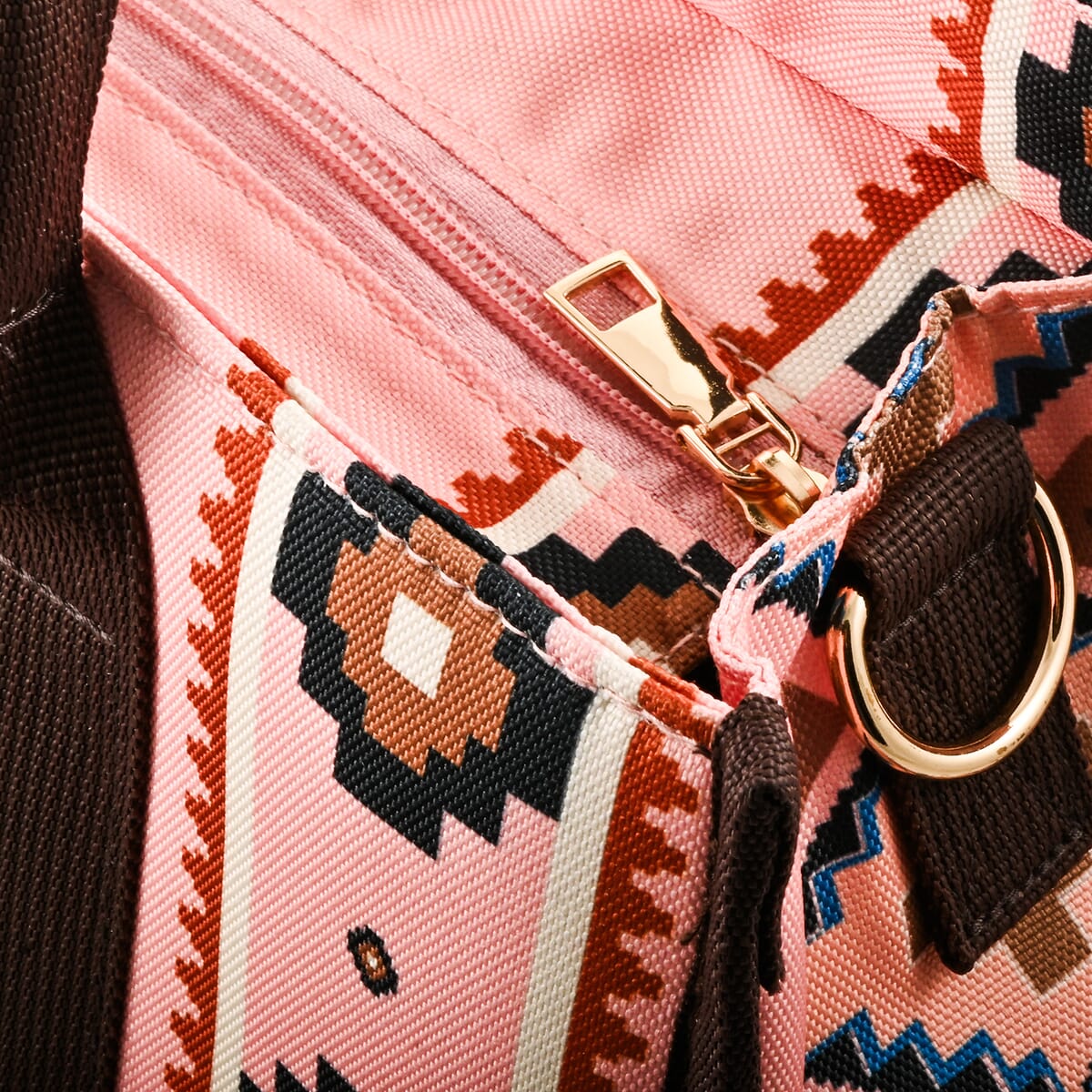 Pink Charming Bohemian Pattern Set of Tote Bag and Wrist Bag image number 4