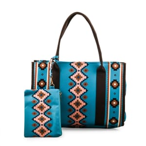 Green Charming Bohemian Pattern Set of Tote Bag and Wrist Bag