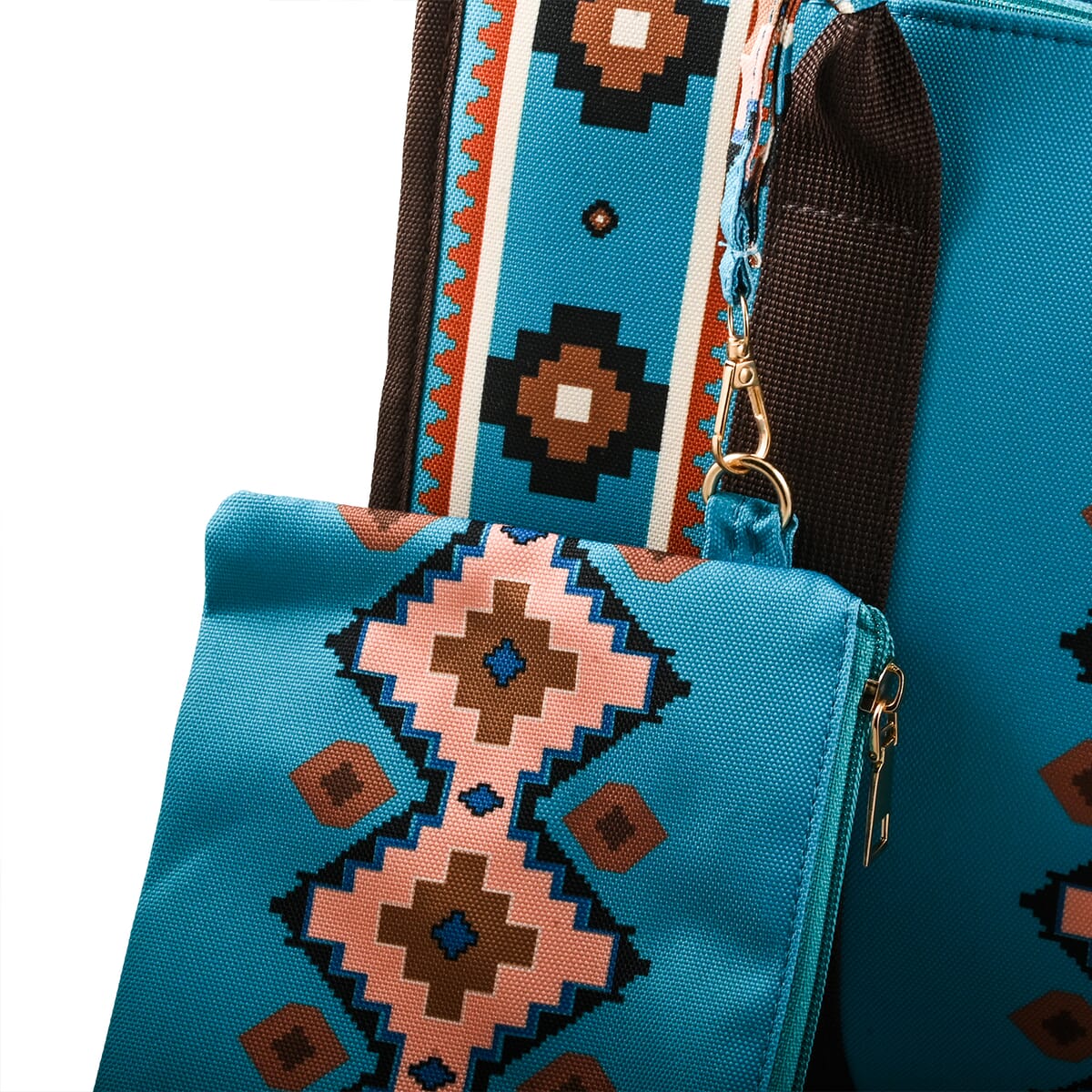 Green Charming Bohemian Pattern Set of Tote Bag and Wrist Bag image number 3