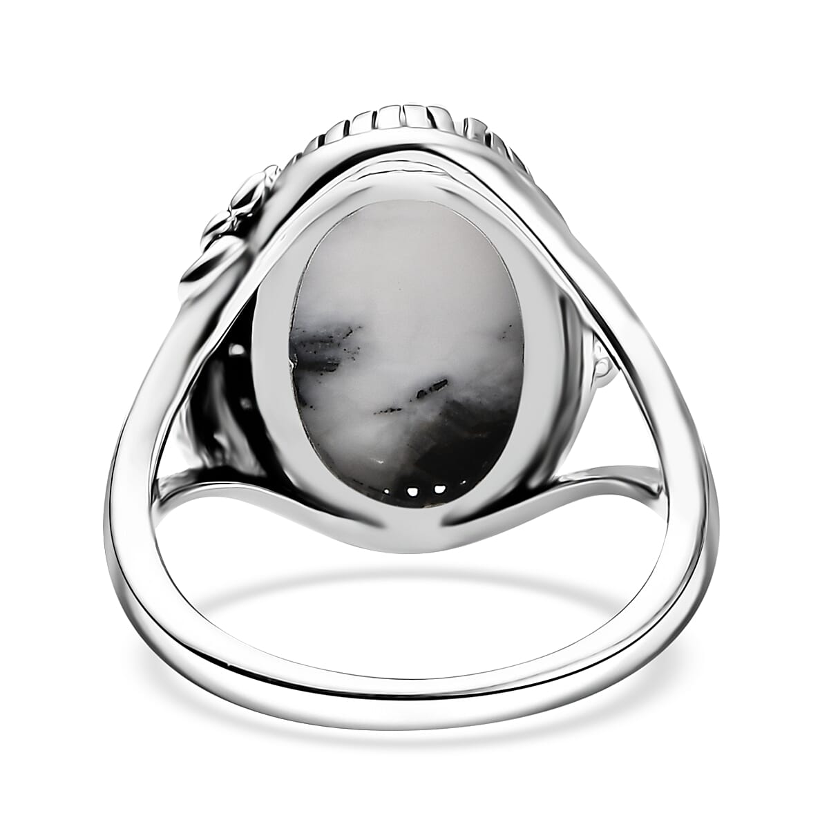 D'Joy Artisan Crafted White Buffalo 7.15 ctw Leaf and Flower Ring in Sterling Silver (Size 10.0)