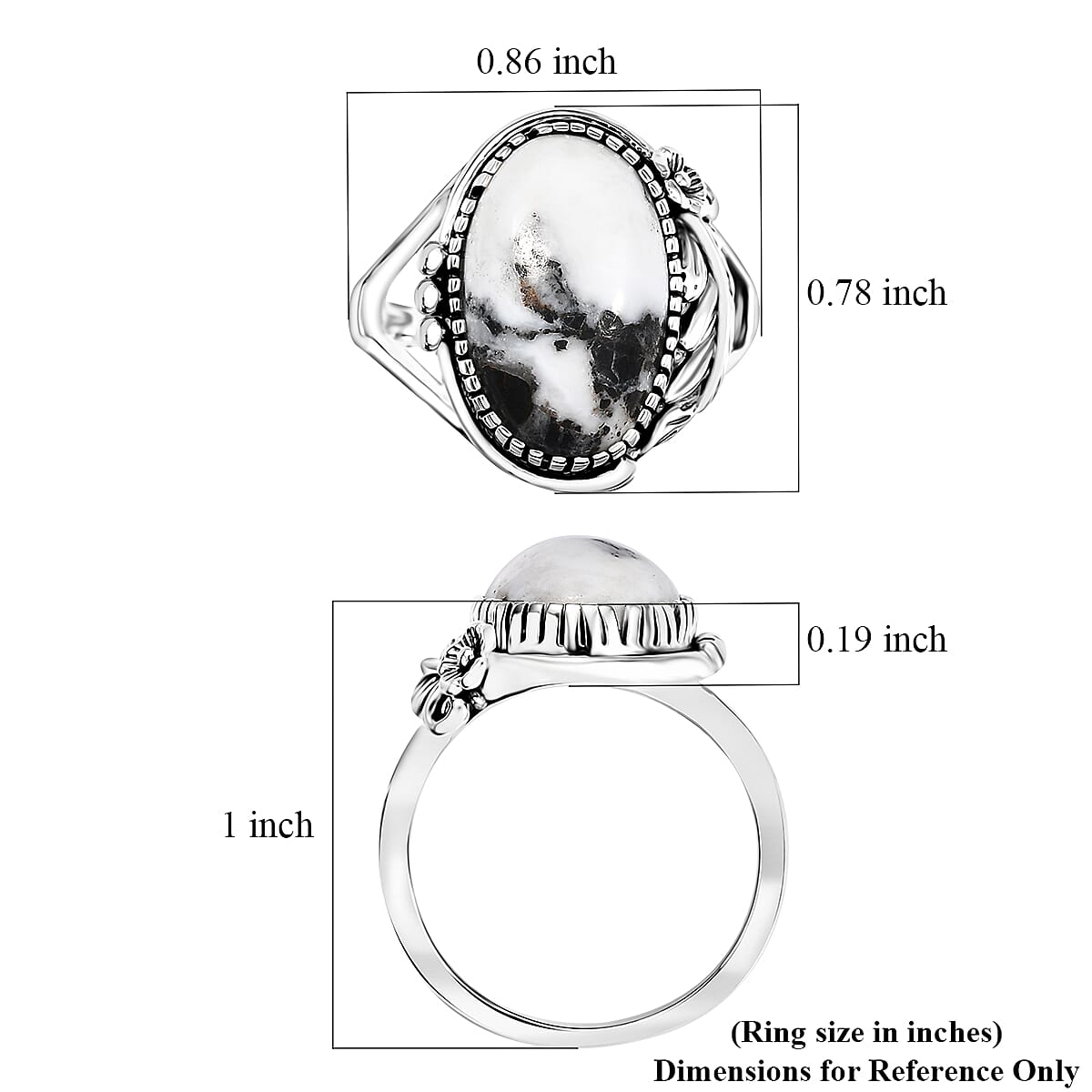 D'Joy Artisan Crafted White Buffalo 7.15 ctw Leaf and Flower Ring in Sterling Silver (Size 10.0)