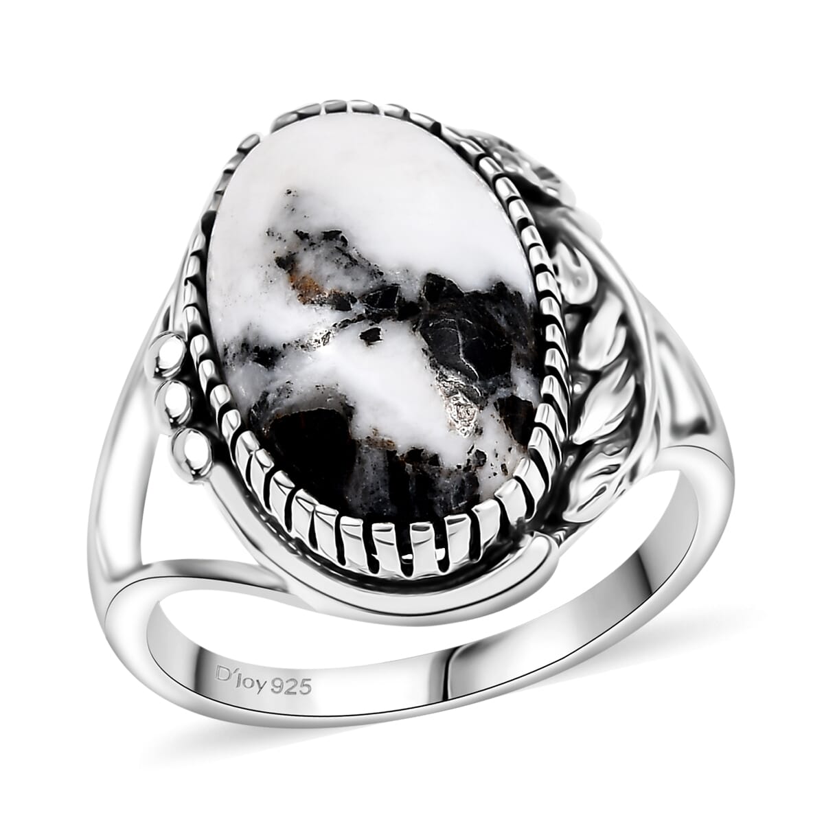 D'Joy Artisan Crafted White Buffalo 7.15 ctw Leaf and Flower Ring in Sterling Silver (Size 7.0) image number 0