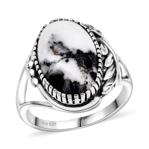 D'Joy Artisan Crafted White Buffalo 7.15 ctw Leaf and Flower Ring in Sterling Silver (Size 7.0)