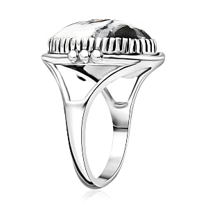 D'Joy Artisan Crafted White Buffalo 7.15 ctw Leaf and Flower Ring in Sterling Silver (Size 7.0)