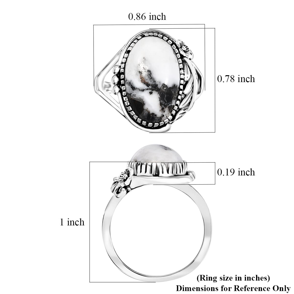 D'Joy Artisan Crafted White Buffalo 7.15 ctw Leaf and Flower Ring in Sterling Silver (Size 7.0) image number 5