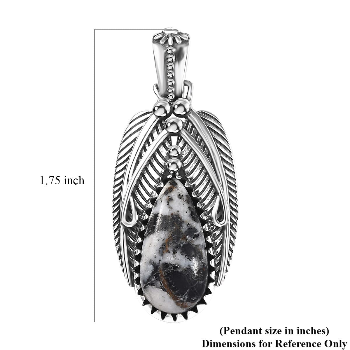 D'Joy Artisan Crafted White Buffalo 8.70 ctw Feather Pendant without Chain in Sterling Silver image number 3