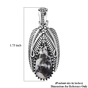 D'Joy Artisan Crafted White Buffalo 8.70 ctw Feather Pendant without Chain in Sterling Silver