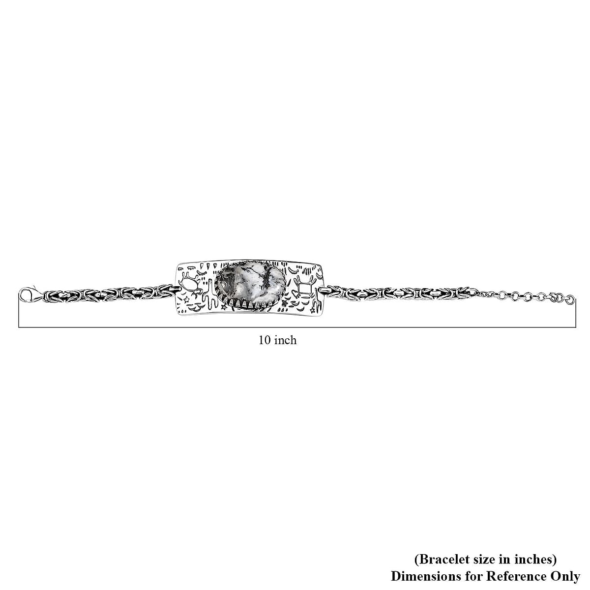 D'Joy Artisan Crafted White Buffalo 34.70 ctw Legends of the Desert Bracelet in Black Oxidized Sterling Silver (8.00 In) image number 4
