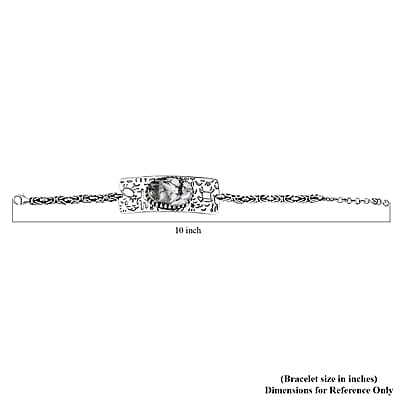 D'Joy Artisan Crafted White Buffalo 34.70 ctw Legends of the Desert Bracelet in Black Oxidized Sterling Silver (8.00 In)