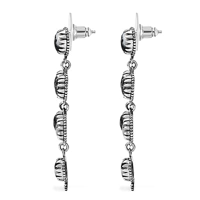 D'Joy Artisan Crafted White Buffalo 9.35 ctw Native American and Southwestern Dangling Earrings in Black Oxidized Sterling Silver