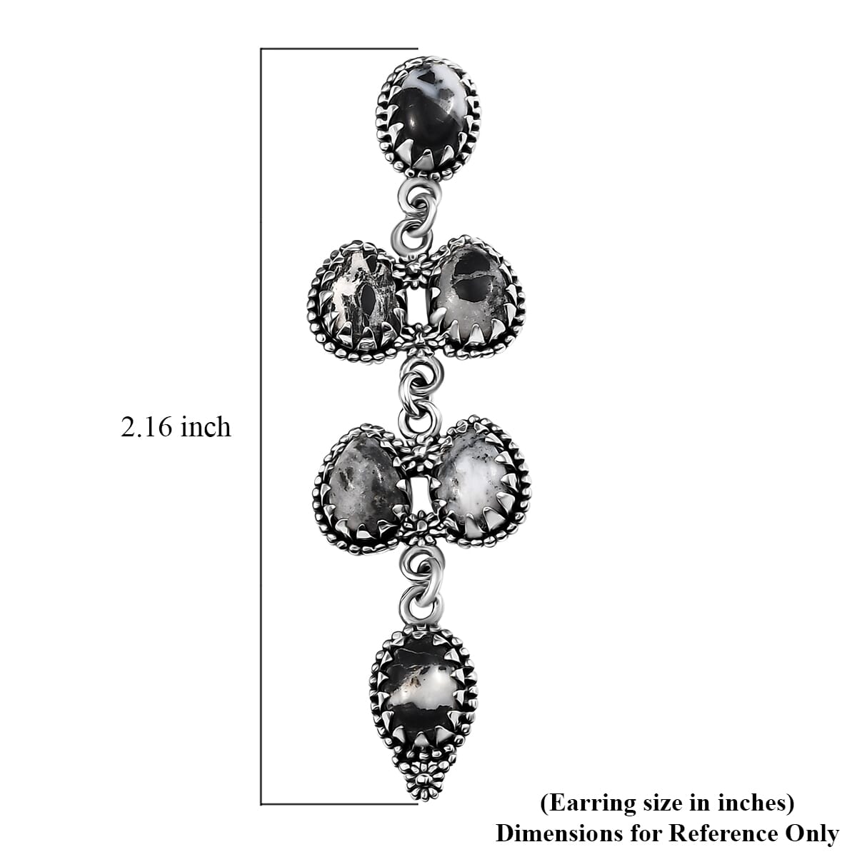 D'Joy Artisan Crafted White Buffalo 9.35 ctw Native American and Southwestern Dangling Earrings in Black Oxidized Sterling Silver image number 5