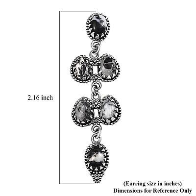 D'Joy Artisan Crafted White Buffalo 9.35 ctw Native American and Southwestern Dangling Earrings in Black Oxidized Sterling Silver