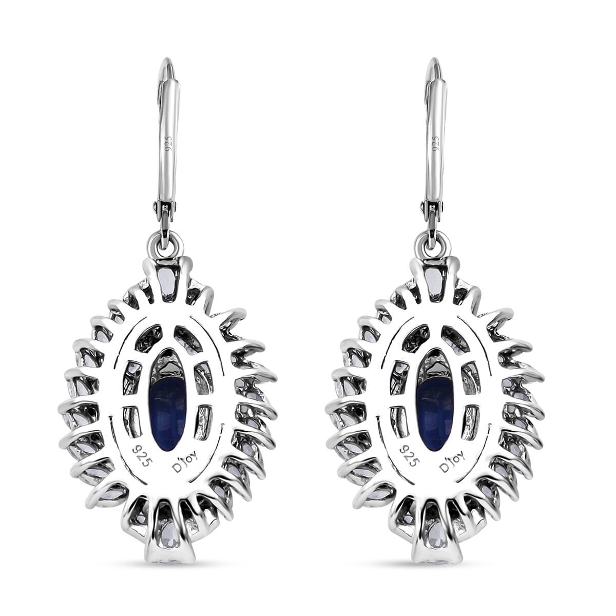 Kashmir Kyanite and White Zircon 6.60 ctw Earrings in Rhodium Over Sterling Silver image number 4