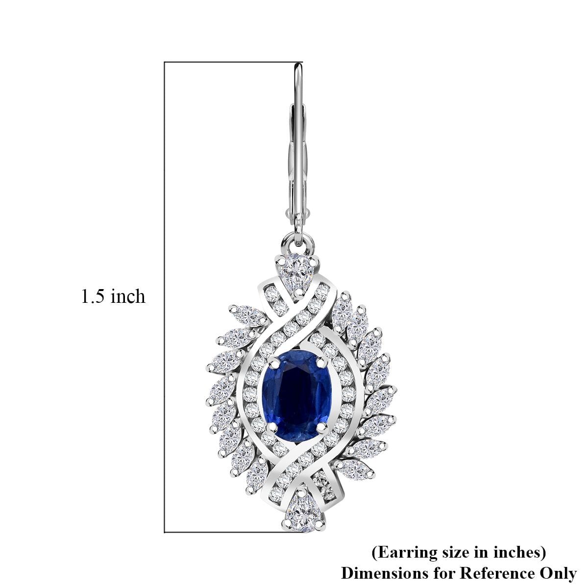Kashmir Kyanite and White Zircon 6.60 ctw Earrings in Rhodium Over Sterling Silver image number 5