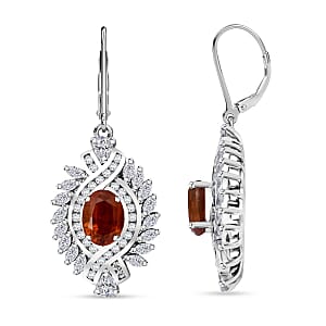 D'Joy Tangerine Kyanite and White Zircon 6.60 ctw Twilight Crest Earrings in Rhodium Over Sterling Silver