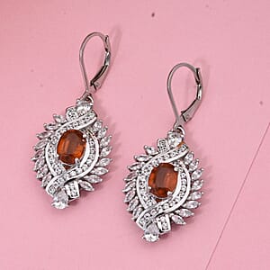 D'Joy Tangerine Kyanite and White Zircon 6.60 ctw Twilight Crest Earrings in Rhodium Over Sterling Silver