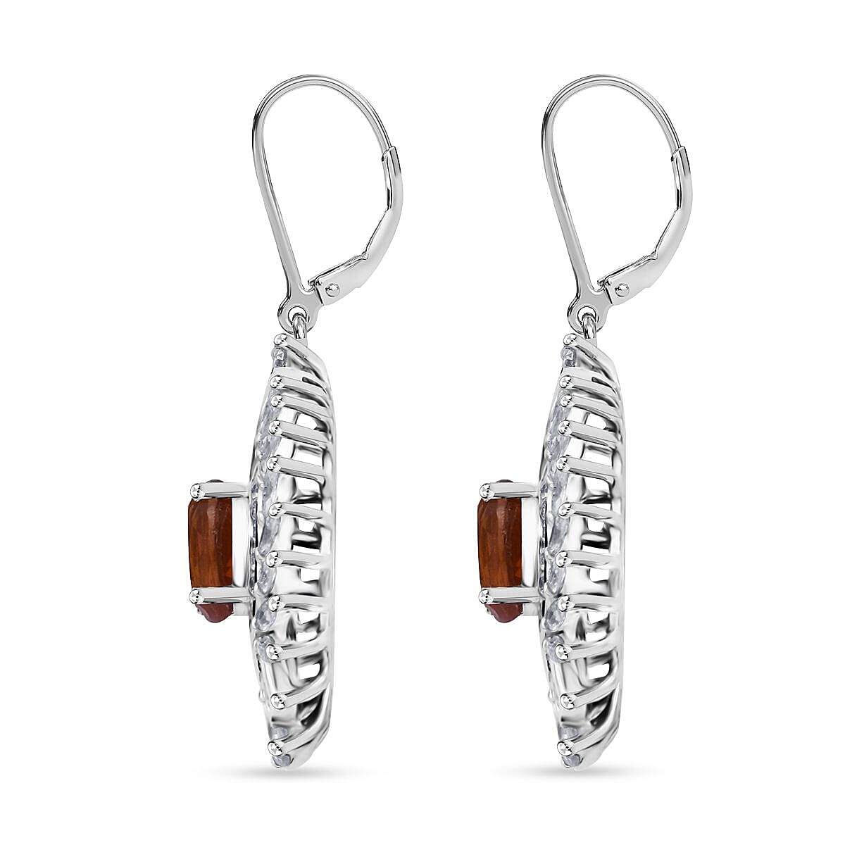 D'Joy Tangerine Kyanite and White Zircon 6.60 ctw Twilight Crest Earrings in Rhodium Over Sterling Silver image number 3