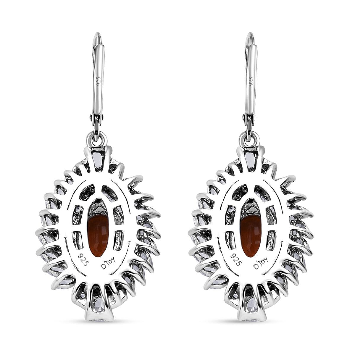 D'Joy Tangerine Kyanite and White Zircon 6.60 ctw Twilight Crest Earrings in Rhodium Over Sterling Silver image number 4