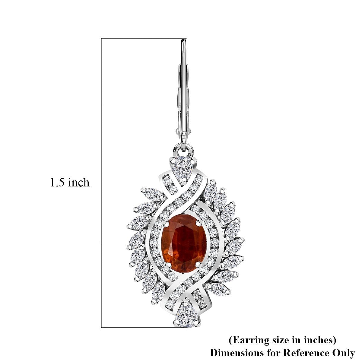 D'Joy Tangerine Kyanite and White Zircon 6.60 ctw Twilight Crest Earrings in Rhodium Over Sterling Silver image number 5