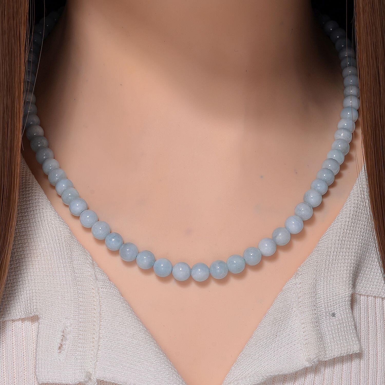 Aquamarine and Beads & Pearl 145.00 ctw Necklace in Sterling Silver