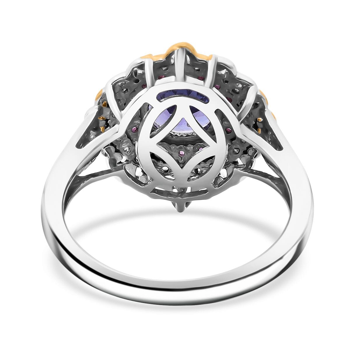D'Joy Tanzanite and Multi Gemstone 2.00 ctw Celestial Harmony Ring in Vermeil YG and Rhodium Over Sterling Silver (Size 10.0) image number 4