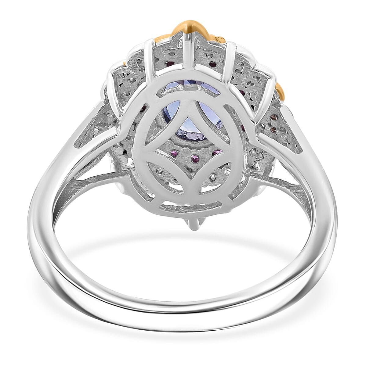 D'Joy Tanzanite and Multi Gemstone 1.90 ctw Celestial Harmony Ring in Vermeil YG and Rhodium Over Sterling Silver (Size 9.0) image number 4
