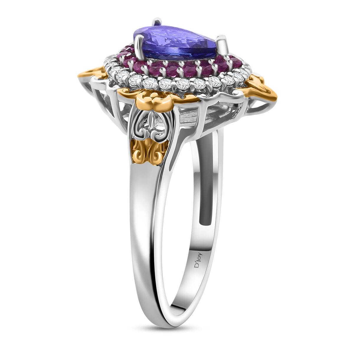 Tanzanite and Multi Gemstone 1.90 ctw Celestial Harmony Ring in Vermeil YG and Rhodium Over Sterling Silver (Size 10.0) image number 3