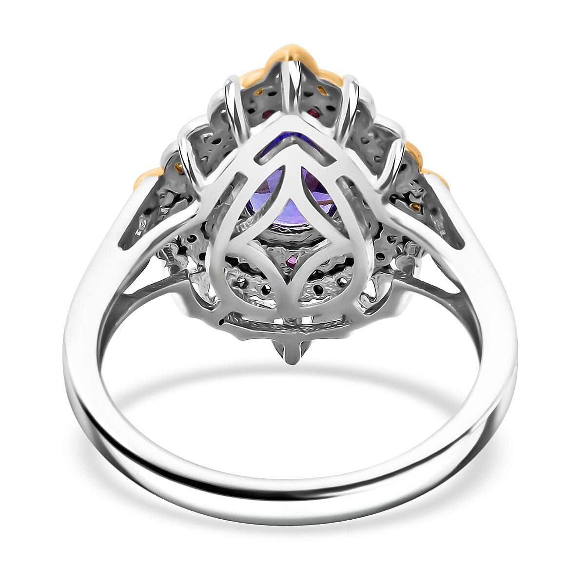 D'Joy Tanzanite and Multi Gemstone 1.90 ctw Celestial Harmony Ring in Vermeil YG and Rhodium Over Sterling Silver (Size 9.0) image number 4