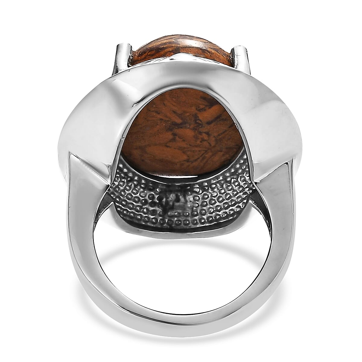 Script Stone 15.50 ctw Solitaire Ring in Stainless Steel (Size 7.0)  image number 4