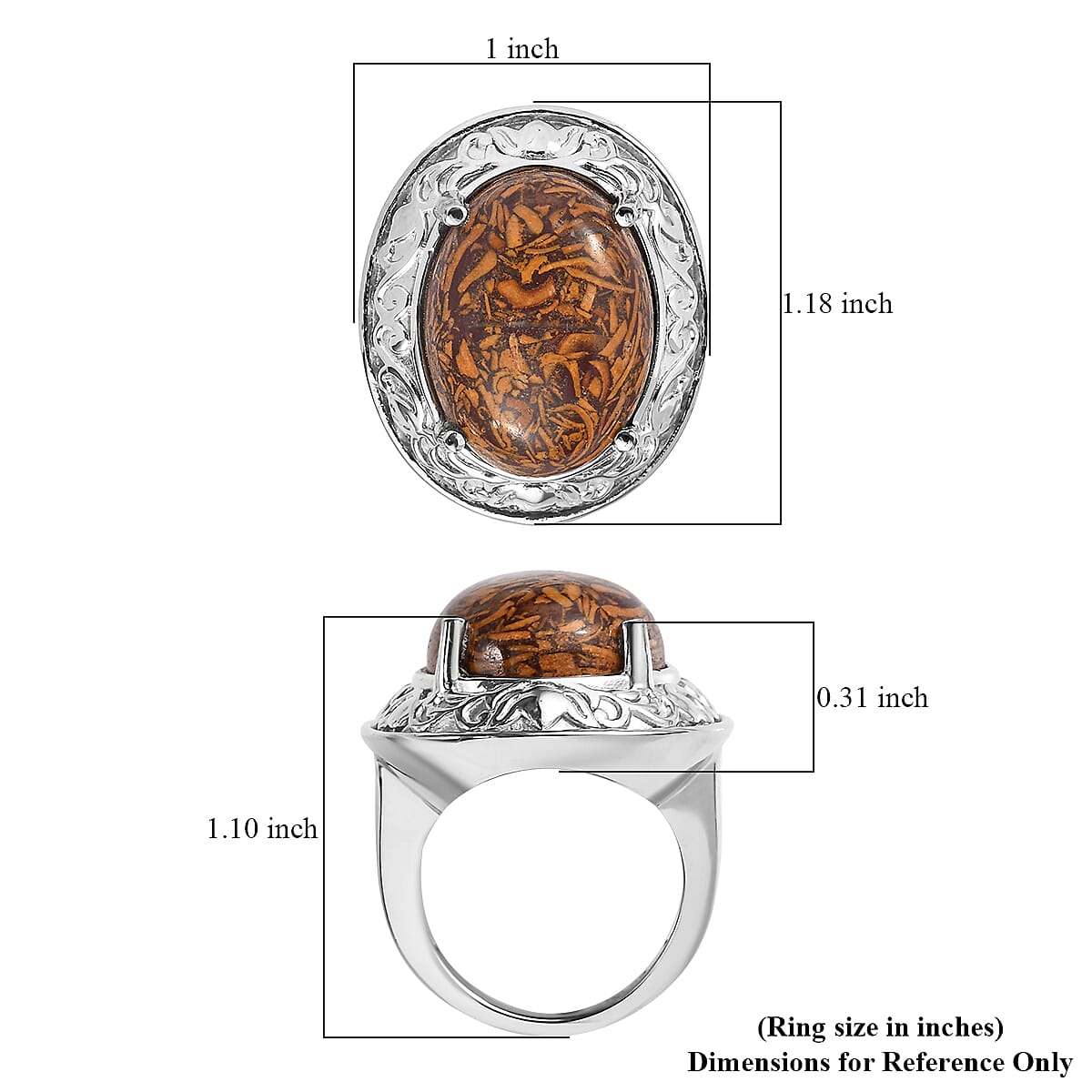 Script Stone 15.50 ctw Solitaire Ring in Stainless Steel (Size 7.0)  image number 5