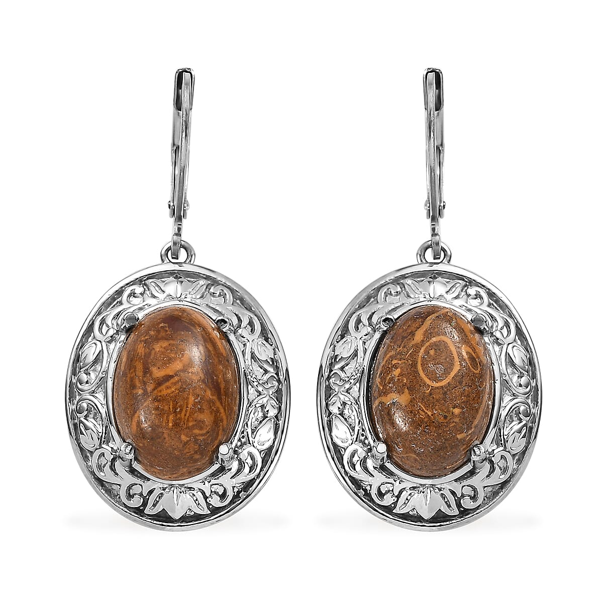 Script Stone 12.50 ctw Lever Back Earrings in Stainless Steel image number 0