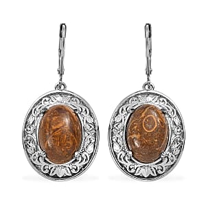 Script Stone 12.50 ctw Lever Back Earrings in Stainless Steel