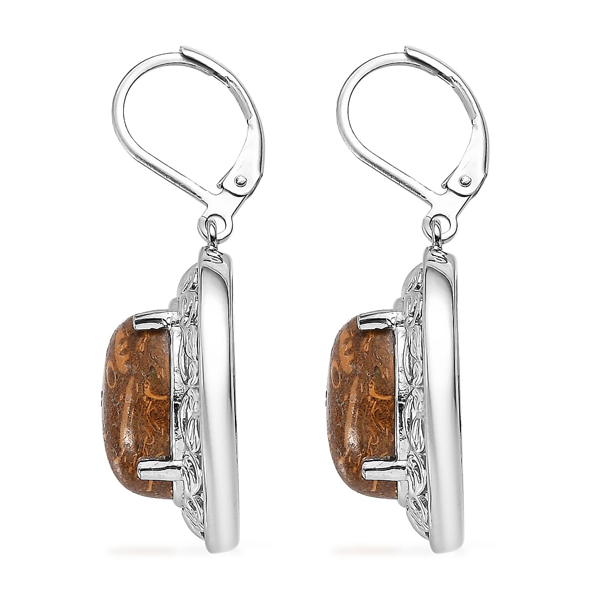 Script Stone 12.50 ctw Lever Back Earrings in Stainless Steel image number 3