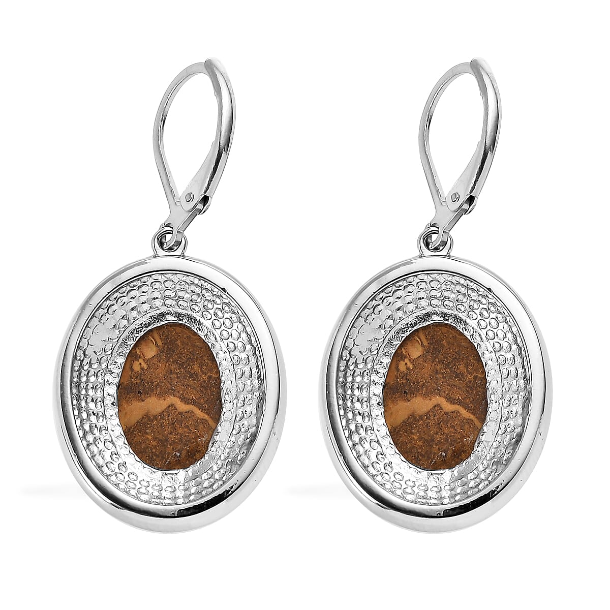 Script Stone 12.50 ctw Lever Back Earrings in Stainless Steel image number 4