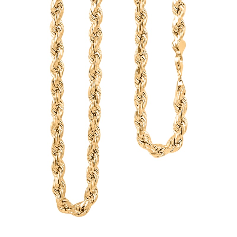10K Yellow Gold 8mm Rope Chain Necklace 24 Inches 26 Grams