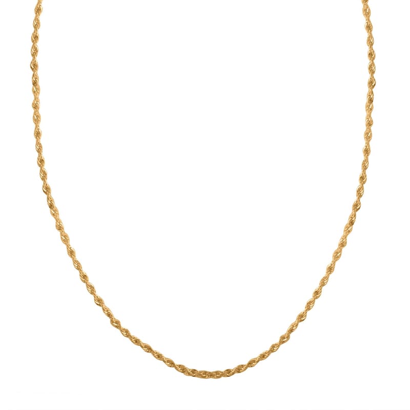 18K Yellow Gold 2mm Rope Chain Necklace 26 Inches 6.5 Grams