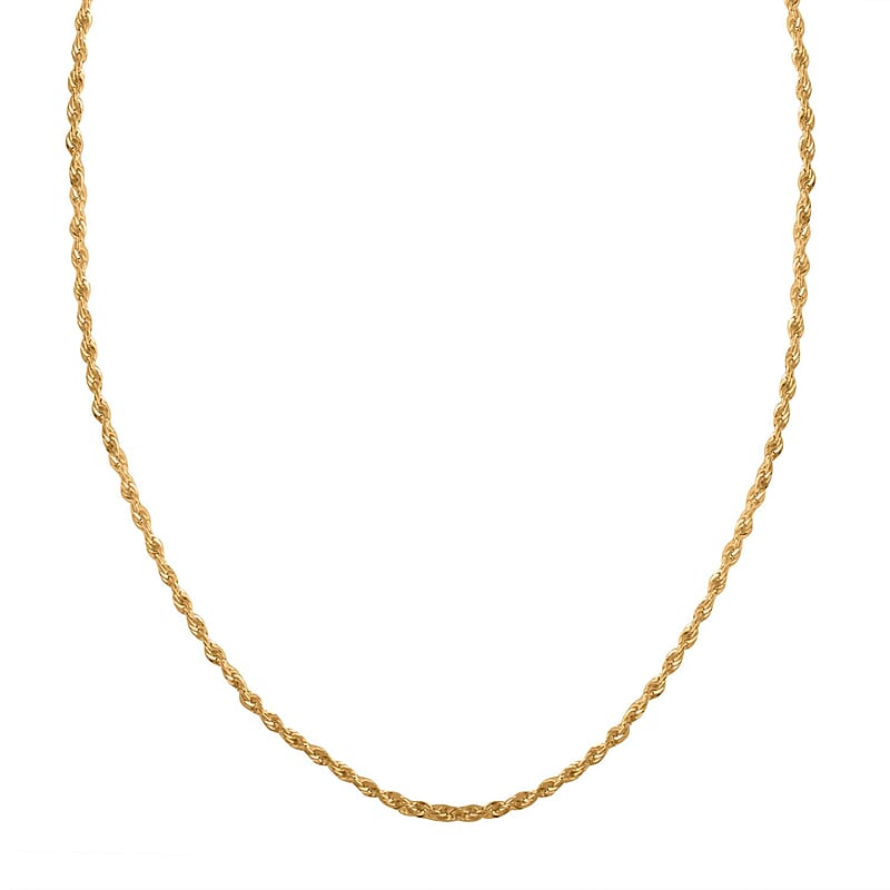 18K Yellow Gold 2mm Rope Chain Necklace 24 Inches 6 Grams