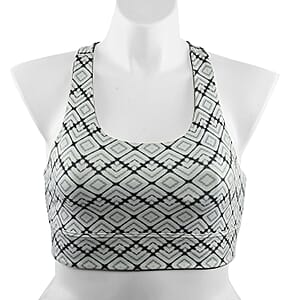 Max Studio Performance Black Aztec Leo Reversible Sports Bra - S