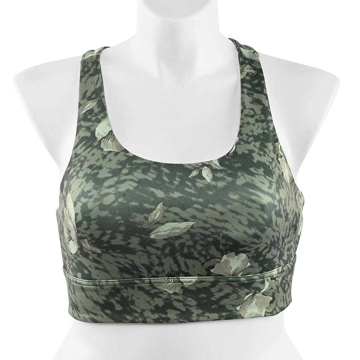 Max Studio Performance Green Floral Leo Reversible Sports Bra - XS image number 0