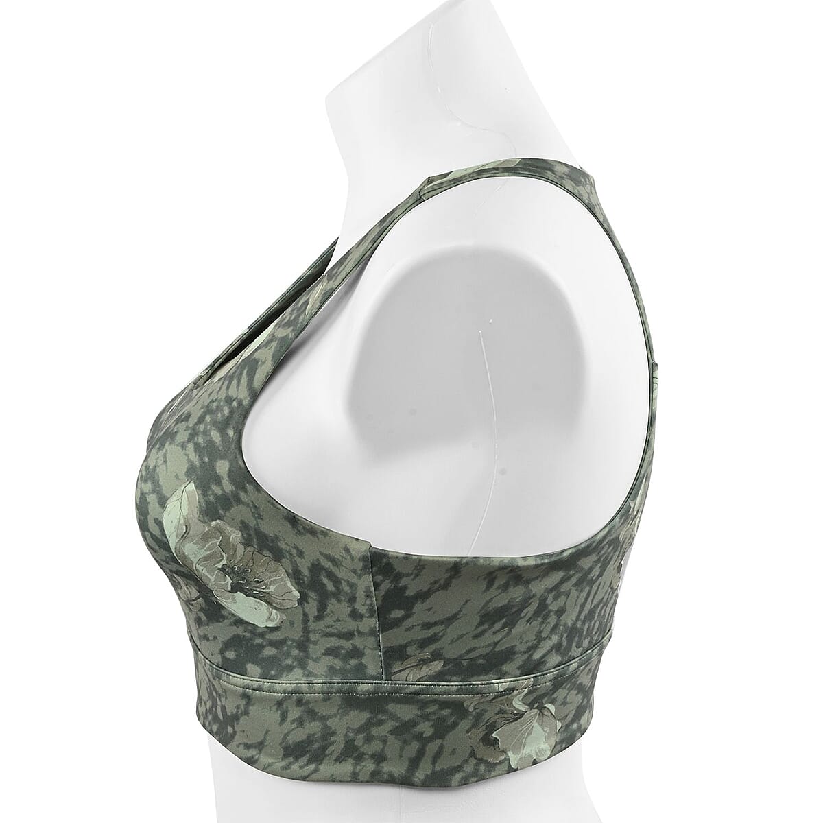 Max Studio Performance Green Floral Leo Reversible Sports Bra - XS image number 2
