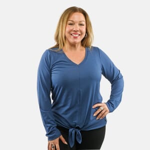 Max Studio Performance Blue Arizona Tie Front Top - L
