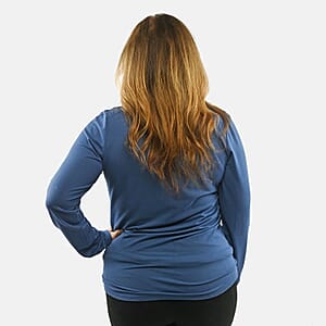 Max Studio Performance Blue Arizona Tie Front Top - L