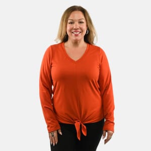 Max Studio Performance Red Arizona Tie Front Top - L