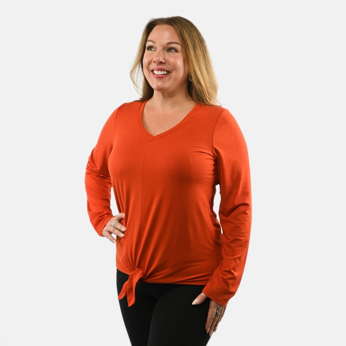 Max Studio Performance Red Arizona Tie Front Top - L image number 2