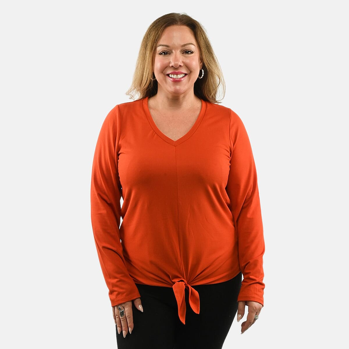 Max Studio Performance Red Arizona Tie Front Top - M image number 0