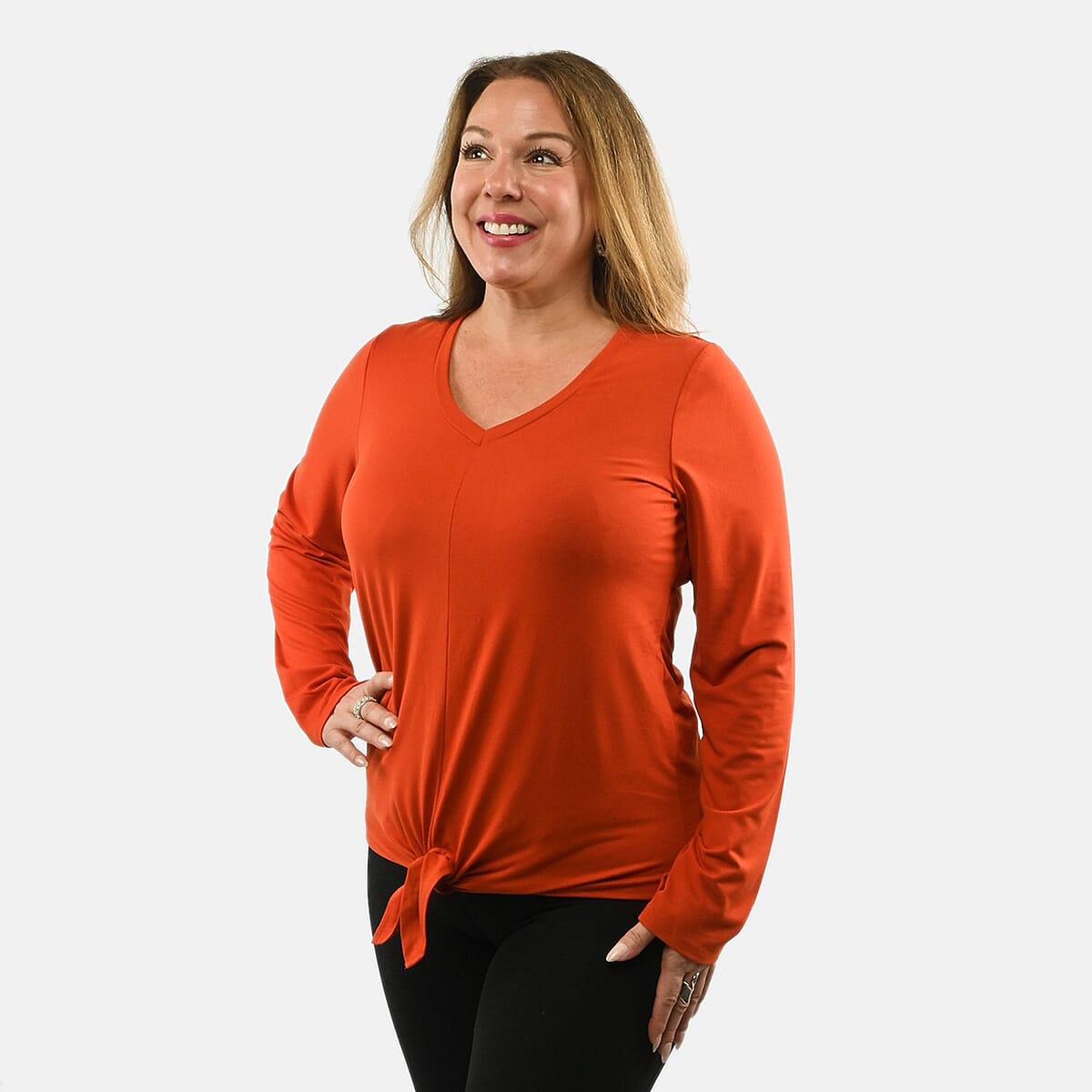 Max Studio Performance Red Arizona Tie Front Top - S image number 2